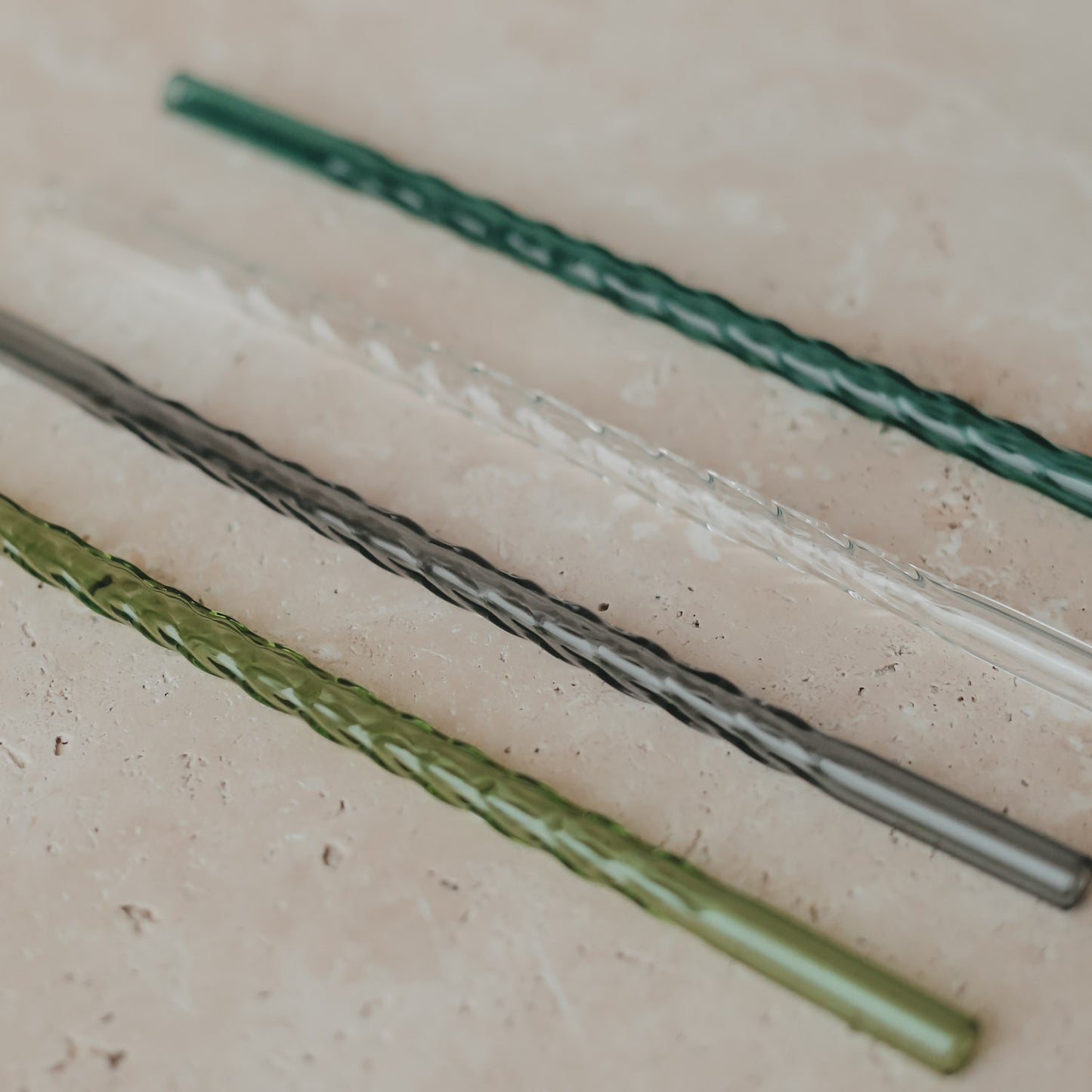 Strohhalme gedreht aus Glas 20cm Grün im 4er Set | Eulenschnitt
