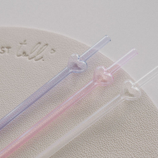 Limitierte Strohhalme Bubble heart 3er Set rosa