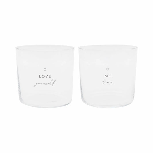Drinking glass set of 2 Selflove black