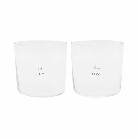 Drinking glass set of 2 Boy & Love