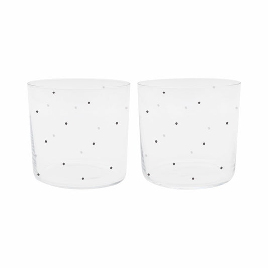 Drinking glass set of 2 black dots