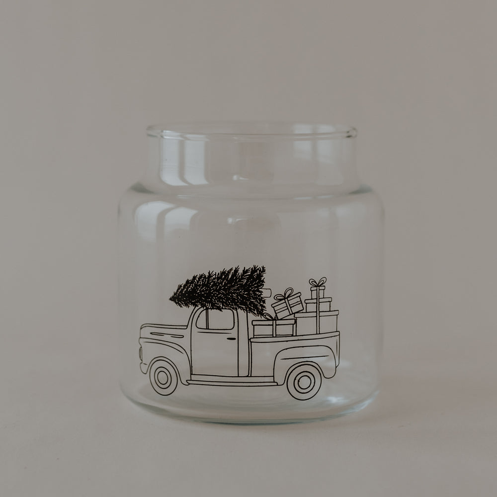 Vase aus Glas mittel Weihnachtsauto