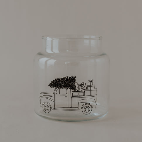 Vase aus Glas mittel Weihnachtsauto
