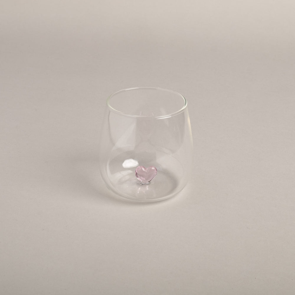 Trinkglas Herzfigur rosa im 4er Set