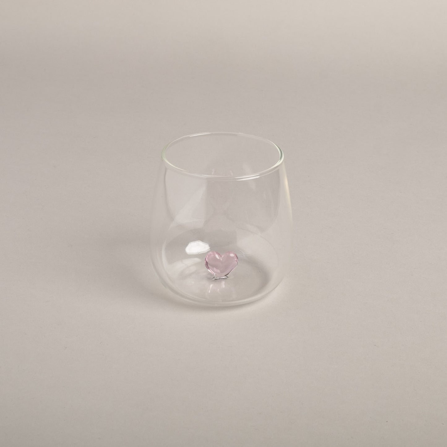 Trinkglas Herzfigur rosa im 4er Set