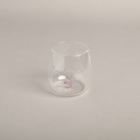 Trinkglas Herzfigur rosa im 4er Set