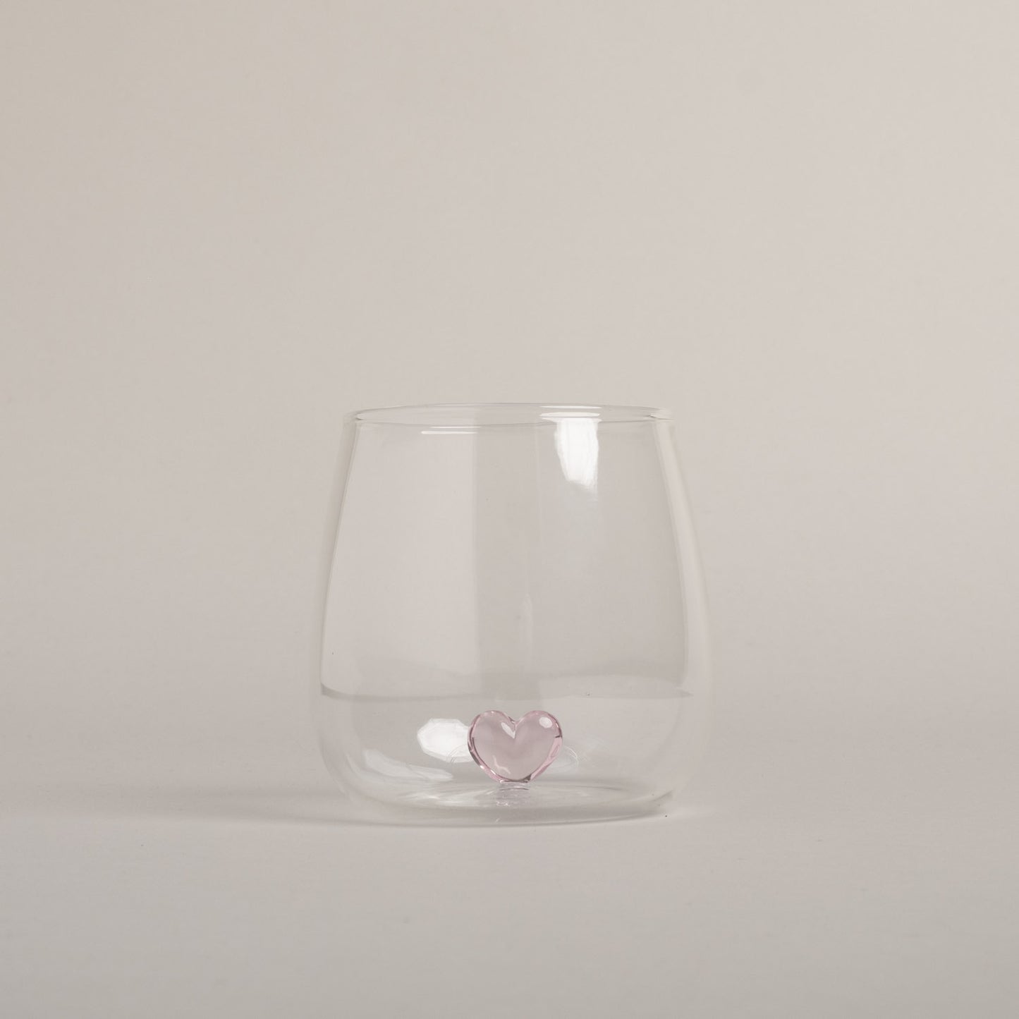 Trinkglas Herzfigur rosa im 4er Set