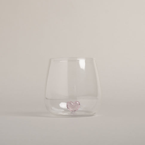 Trinkglas Herzfigur rosa im 4er Set