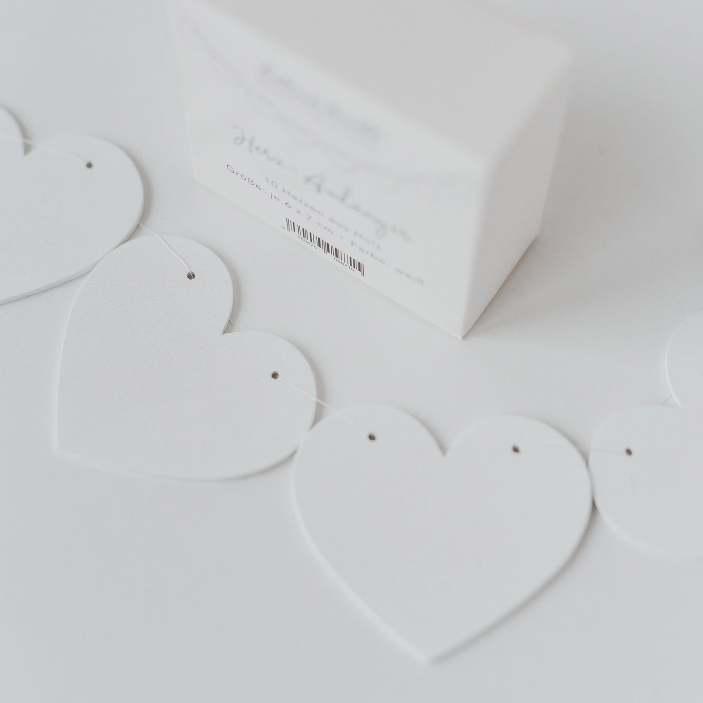 Holzanhänger Herz weiß im 10er Set