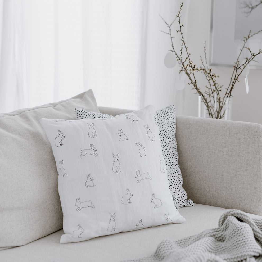 Kissenbezug Kaninchen aus Leinen