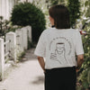 Rückansicht T-Shirt mit Print „Coffee is always a good idea“ und Illustration