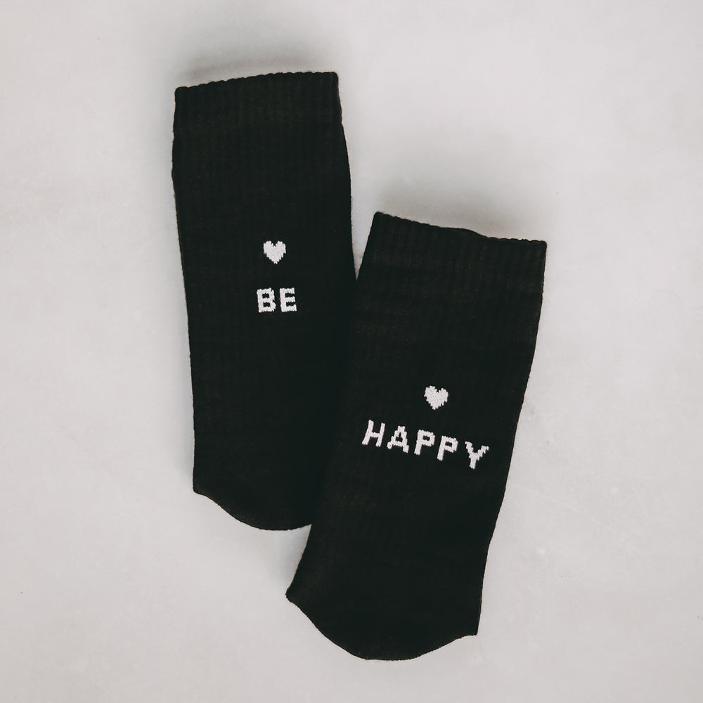 Socken be happy schwarz | Eulenschnitt 