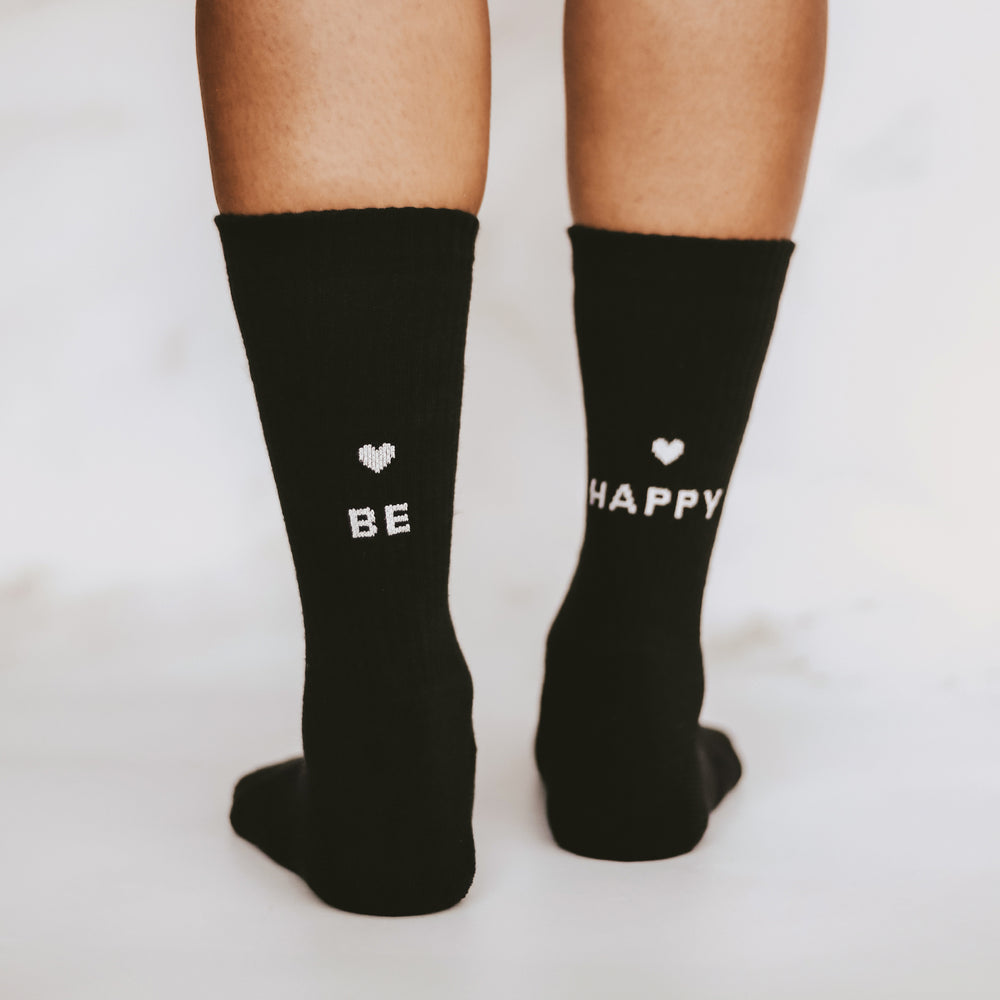 Socken be happy schwarz | Eulenschnitt 