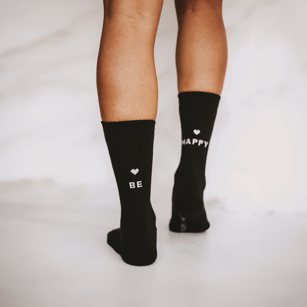 Socken be happy schwarz | Eulenschnitt 