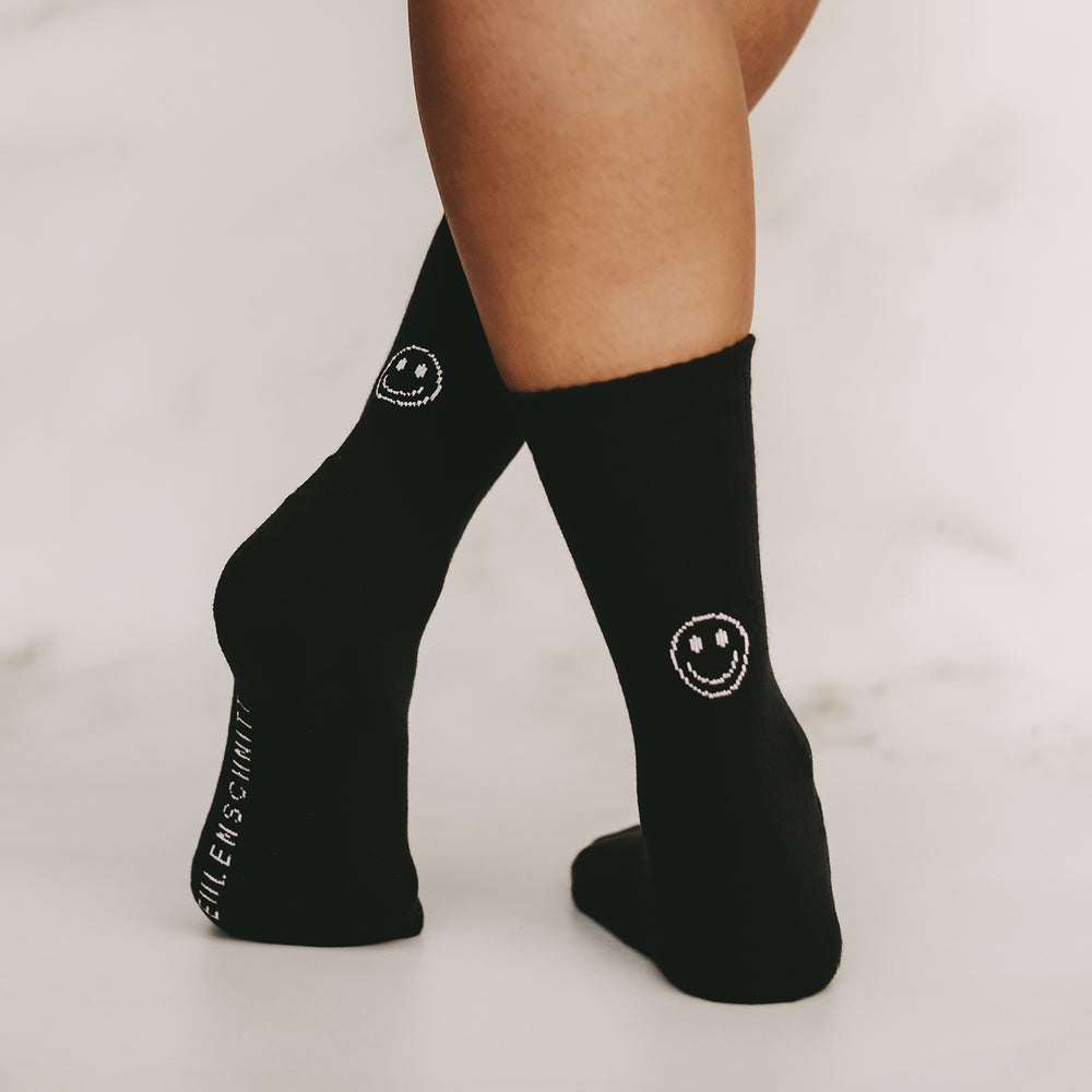 Socken Smiley schwarz | Eulenschnitt 