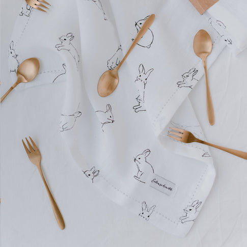 Leinen Servietten Kaninchen im 4er Set