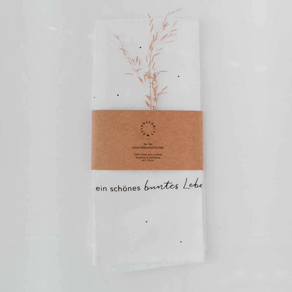 Leinen Geschirrtücher Sprüche im 2er Set