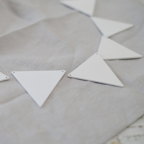 Holzanhänger Wimpel Weiß im 10er Set