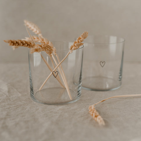 Trinkglas im 2er Set Herz schwarz