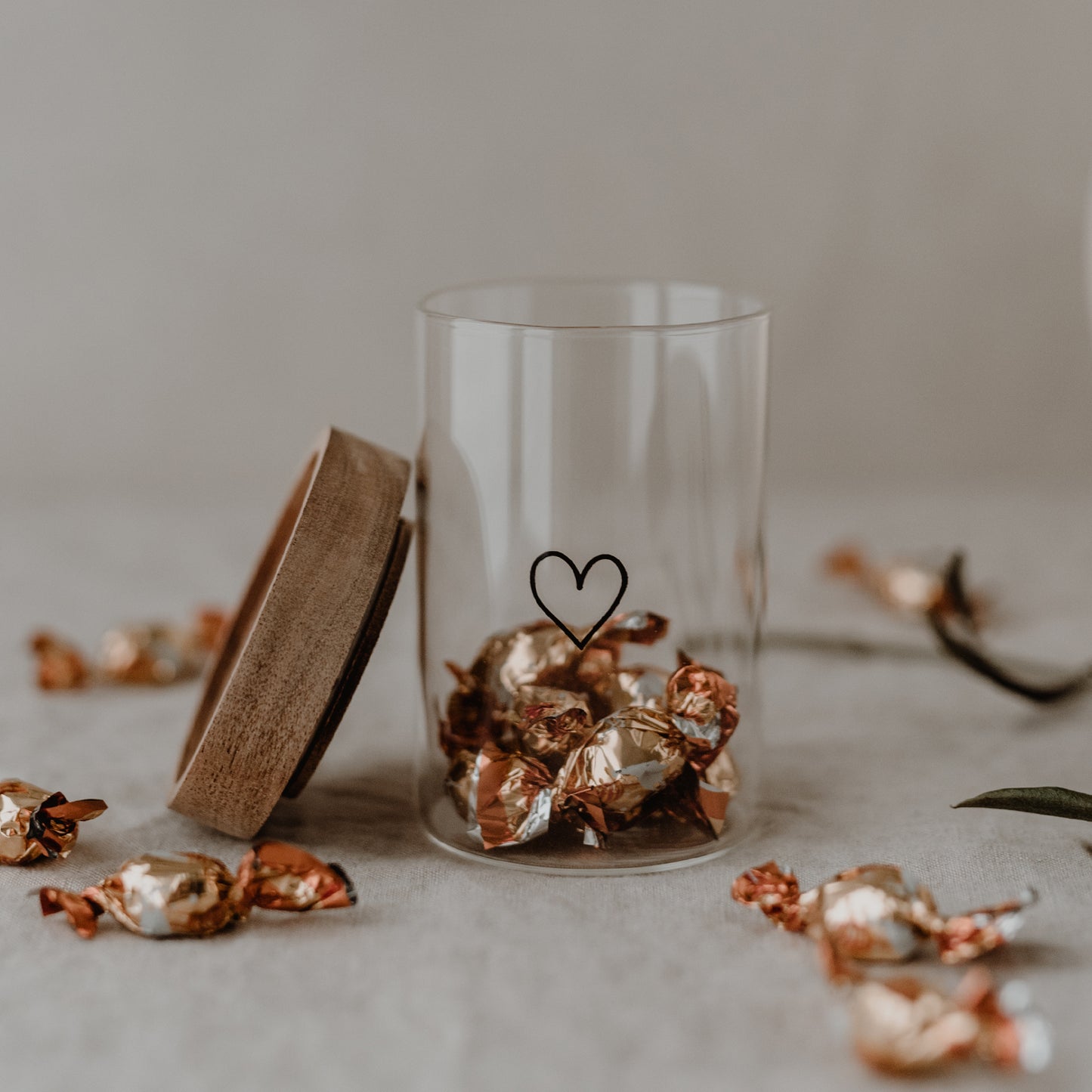 Mini Vorratsgläser Herz schwarz im 6er Set