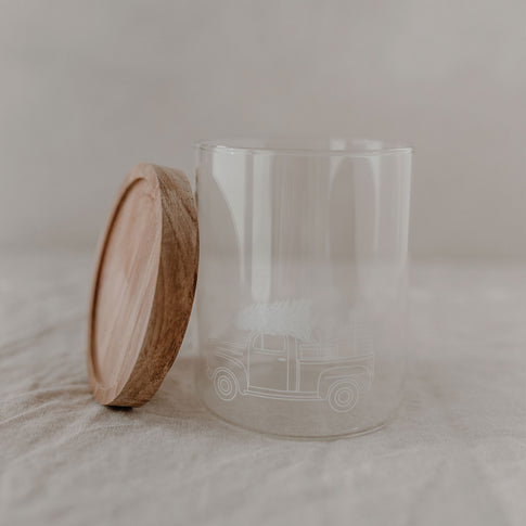 Vorratsglas Weihnachtsauto 13 cm