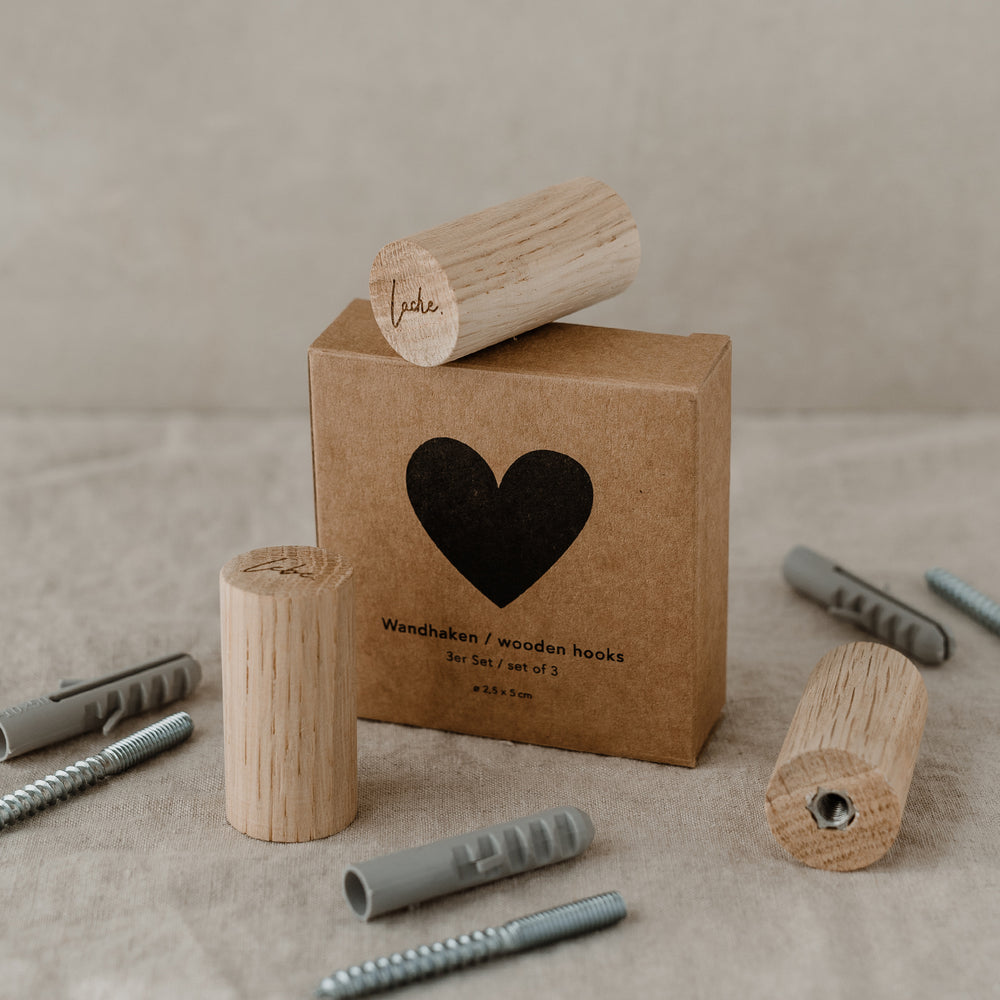 Wandhaken Lebe Liebe Lache im 3er Set