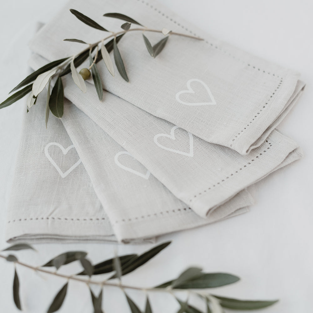 Leinen Servietten Herz im 4er Set