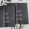 Leinen Servietten Liebe Lebe Lache im 4er Set